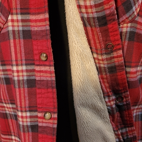 JACHS GIRLFRIEND Red Plaid Shacket, Snap-down, Size Small - Picture 8 of 11